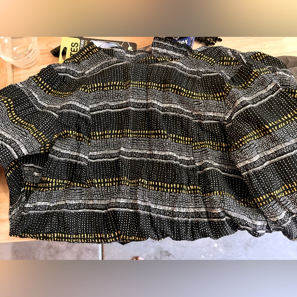 H&M, 12, Black/White/Yellow, Short, Flowy Dress